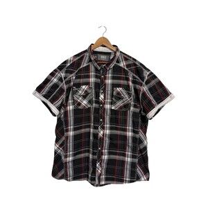 BKE Buckle‎ Shirt Mens 4XL Black Pearl Snap Athletic Fit Short Sleeve Button Up